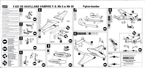 Коробка FROG F431 D.H. Vampire, 1974